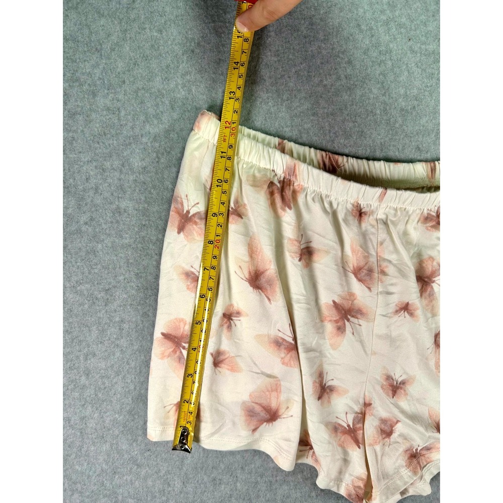 Ambrielle Pajama Set Womens Medium Pink Beige Butterfly Print Stretch Sleepwear - Picture 12 of 16